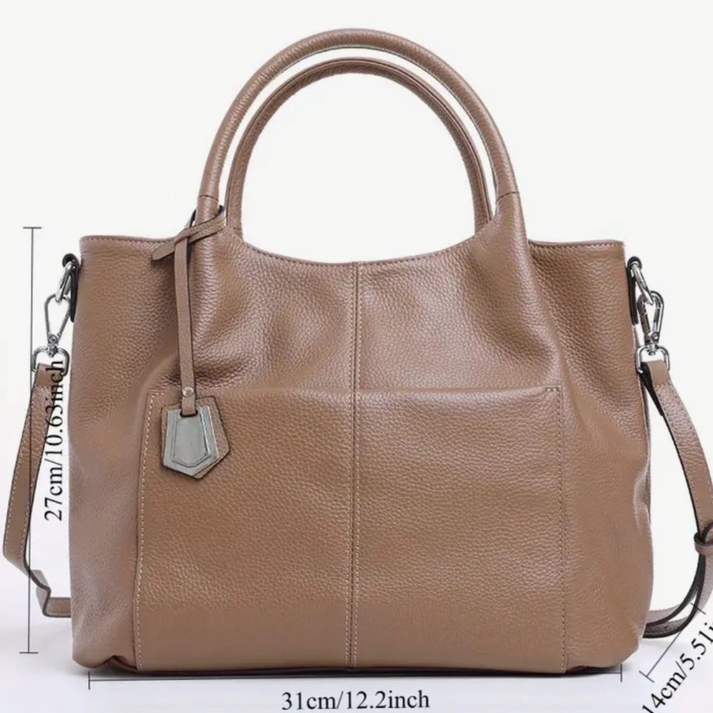Pebbled Shoulder Tote in Charcoal Gray - Picture 8 of 8
